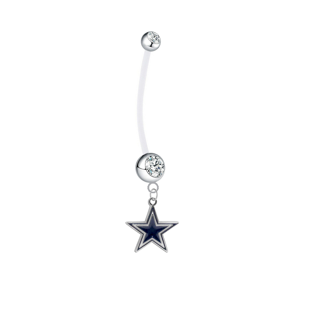 Dallas Cowboys Pregnancy Maternity Clear Belly Button Navel Ring - Pick Your Color