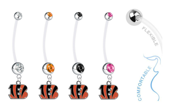 Cincinnati Bengals Pregnancy Maternity Belly Button Navel Ring - Pick Your Color