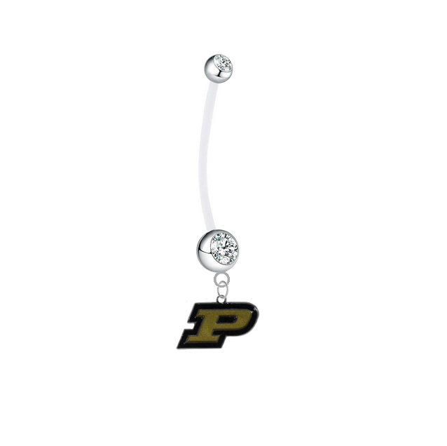 Purdue Boilermakers Pregnancy Maternity Clear Belly Button Navel Ring - Pick Your Color