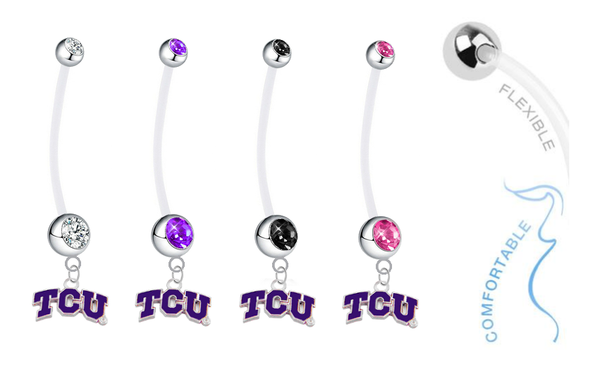 TCU Horned Frogs Pregnancy Maternity Belly Button Navel Ring - Pick Your Color