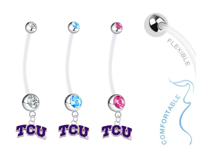 TCU Horned Frogs Boy/Girl Pregnancy Maternity Belly Button Navel Ring