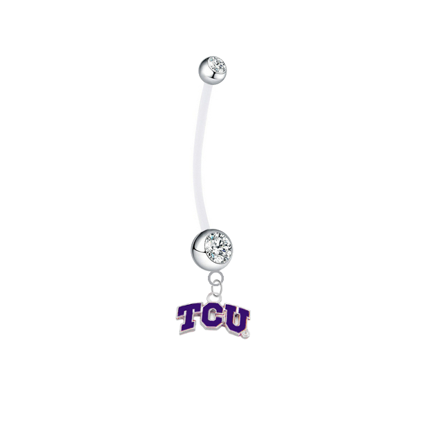 TCU Horned Frogs Boy/Girl Clear Pregnancy Maternity Belly Button Navel Ring