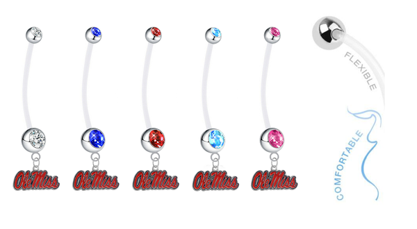 Ole Miss Mississippi Rebels Pregnancy Maternity Belly Button Navel Ring - Pick Your Color