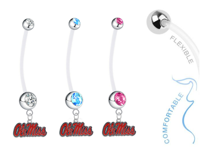 Ole Miss Mississippi Rebels Boy/Girl Pregnancy Maternity Belly Button Navel Ring