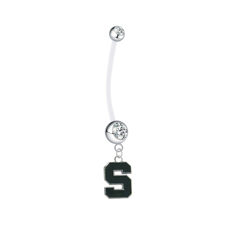 Michigan State Spartans Boy/Girl Clear Pregnancy Maternity Belly Button Navel Ring
