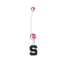 Michigan State Spartans Boy/Girl Pregnancy Pink Maternity Belly Button Navel Ring