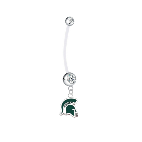 Michigan State Spartans Mascot Pregnancy Maternity Clear Belly Button Navel Ring - Pick Your Color