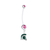 Michigan State Spartans Mascot Pregnancy Maternity Pink Belly Button Navel Ring - Pick Your Color
