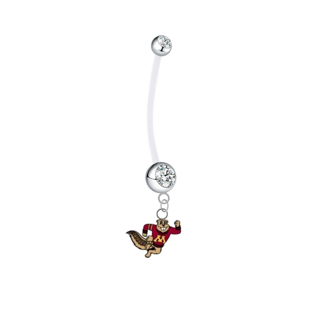Minnesota Gophers Mascot Pregnancy Maternity Clear Belly Button Navel Ring - Pick Your Color