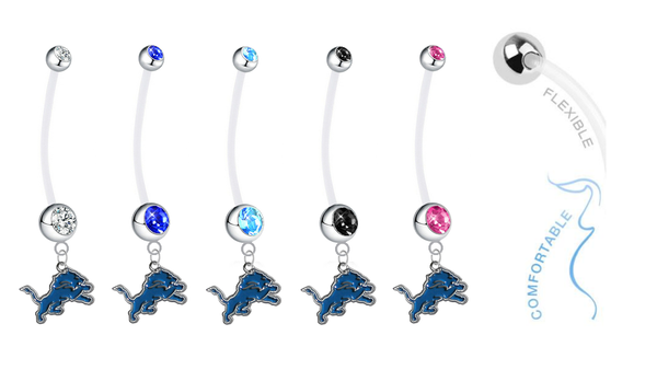 Detroit Lions Pregnancy Maternity Belly Button Navel Ring - Pick Your Color