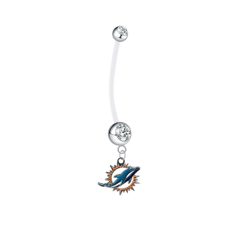 Miami Dolphins Pregnancy Maternity Clear Belly Button Navel Ring - Pick Your Color