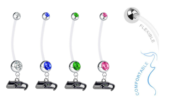Seattle Seahawks Pregnancy Maternity Belly Button Navel Ring - Pick Your Color