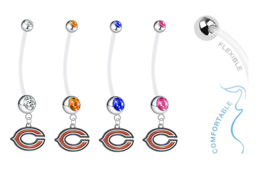 Chicago Bears Pregnancy Maternity Belly Button Navel Ring - Pick Your Color