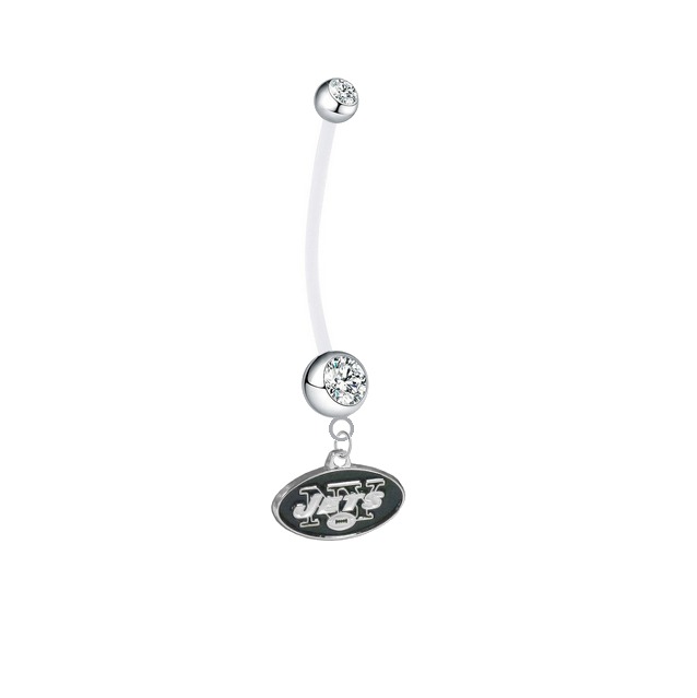 New York Jets Pregnancy Maternity Clear Belly Button Navel Ring - Pick Your Color