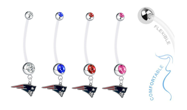 New England Patriots Pregnancy Maternity Belly Button Navel Ring - Pick Your Color