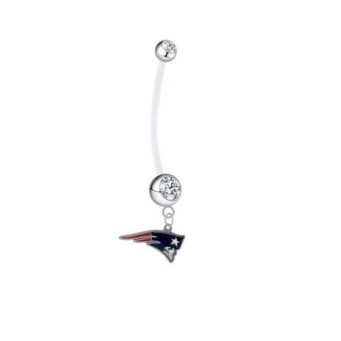 New England Patriots Pregnancy Maternity Clear Belly Button Navel Ring - Pick Your Color
