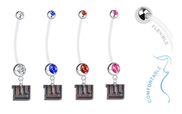 New York Giants Pregnancy Maternity Belly Button Navel Ring - Pick Your Color