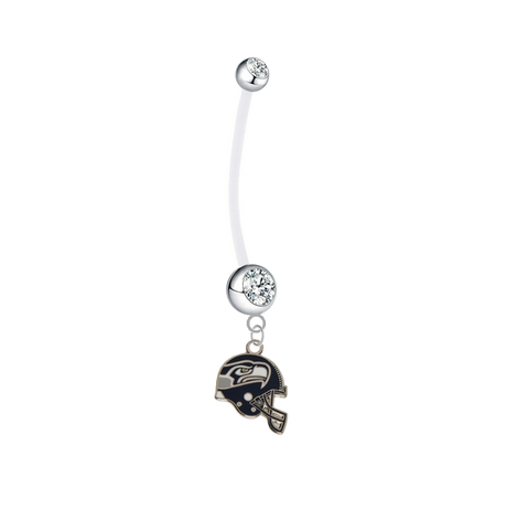 Seattle Seahawks Helmet Pregnancy Maternity Clear Belly Button Navel Ring - Pick Your Color