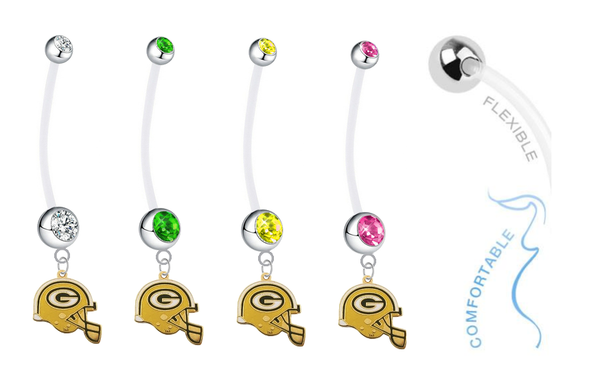 Green Bay Packers Helmet Pregnancy Maternity Belly Button Navel Ring - Pick Your Color