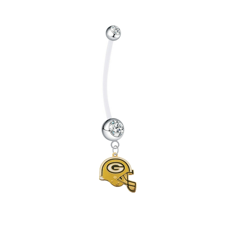 Green Bay Packers Helmet Pregnancy Maternity Clear Belly Button Navel Ring - Pick Your Color