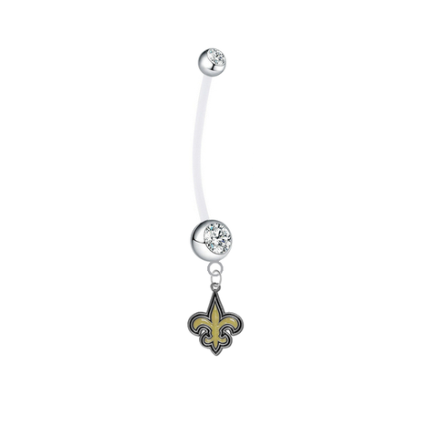 New Orleans Saints Pregnancy Maternity Clear Belly Button Navel Ring - Pick Your Color