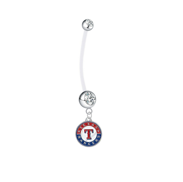 Texas Rangers Pregnancy Maternity Clear Belly Button Navel Ring - Pick Your Color