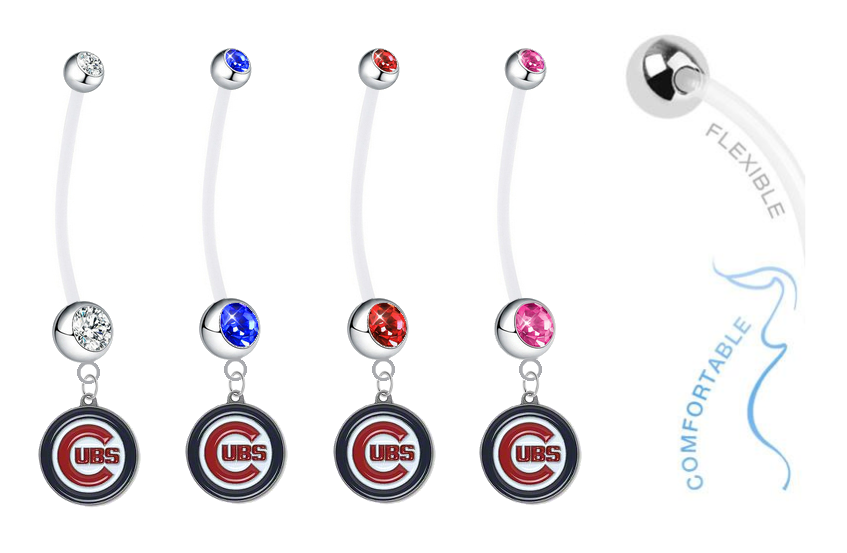 Chicago Cubs Pregnancy Maternity Belly Button Navel Ring - Pick Your Color