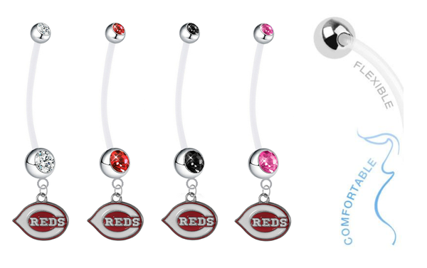 Cincinnati Reds Pregnancy Maternity Belly Button Navel Ring - Pick Your Color