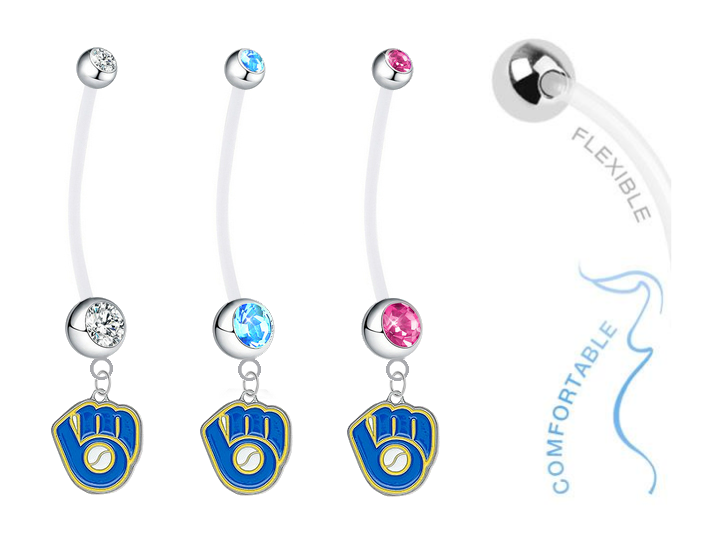 Milwaukee Brewers Retro Boy/Girl Pregnancy Maternity Belly Button Navel Ring