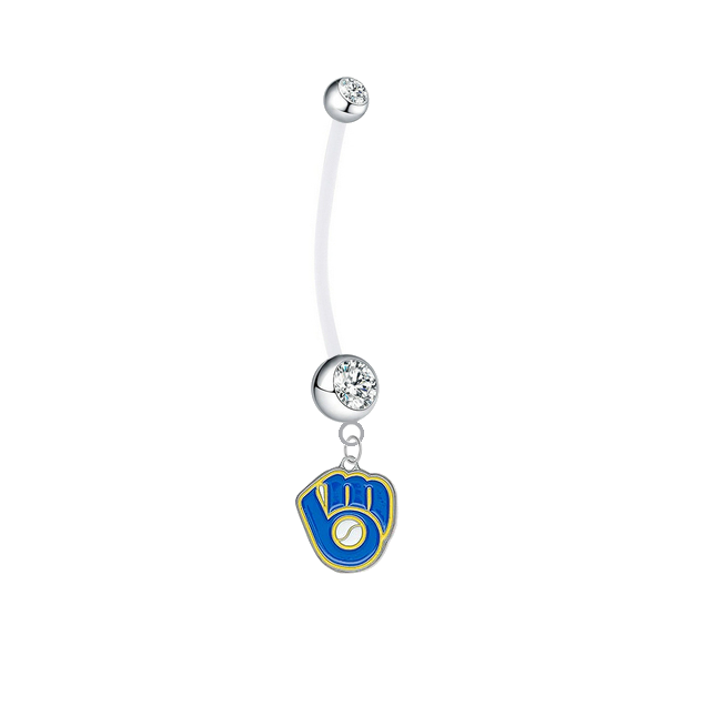 Milwaukee Brewers Retro Boy/Girl Clear Pregnancy Maternity Belly Button Navel Ring