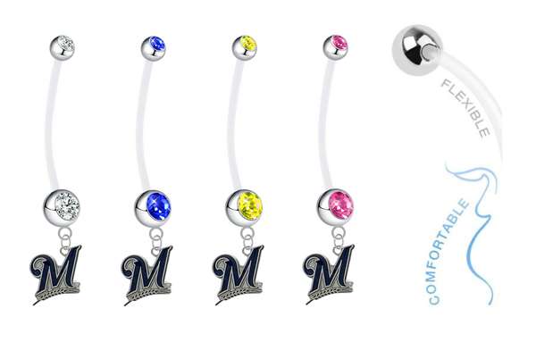 Milwaukee Brewers Pregnancy Maternity Belly Button Navel Ring - Pick Your Color