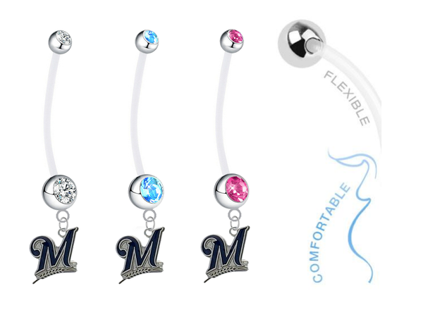Milwaukee Brewers Boy/Girl Pregnancy Maternity Belly Button Navel Ring