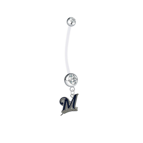 Milwaukee Brewers Boy/Girl Pregnancy Clear Maternity Belly Button Navel Ring