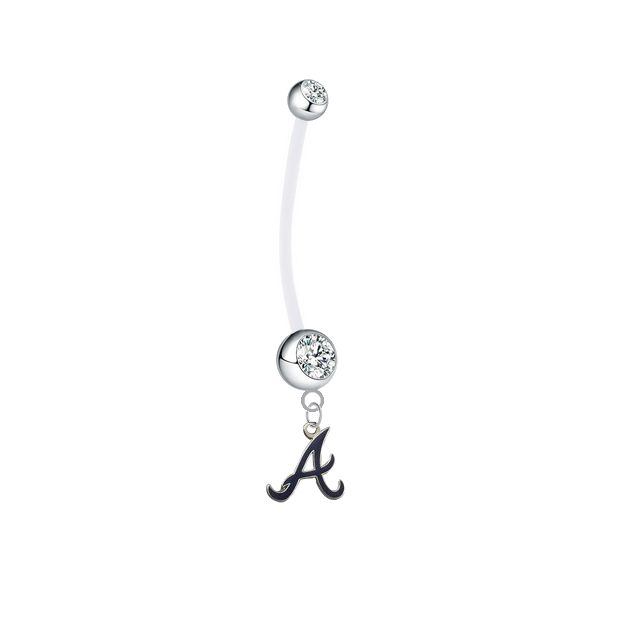 Atlanta Braves Style 2 Pregnancy Maternity Clear Belly Button Navel Ring - Pick Your Color