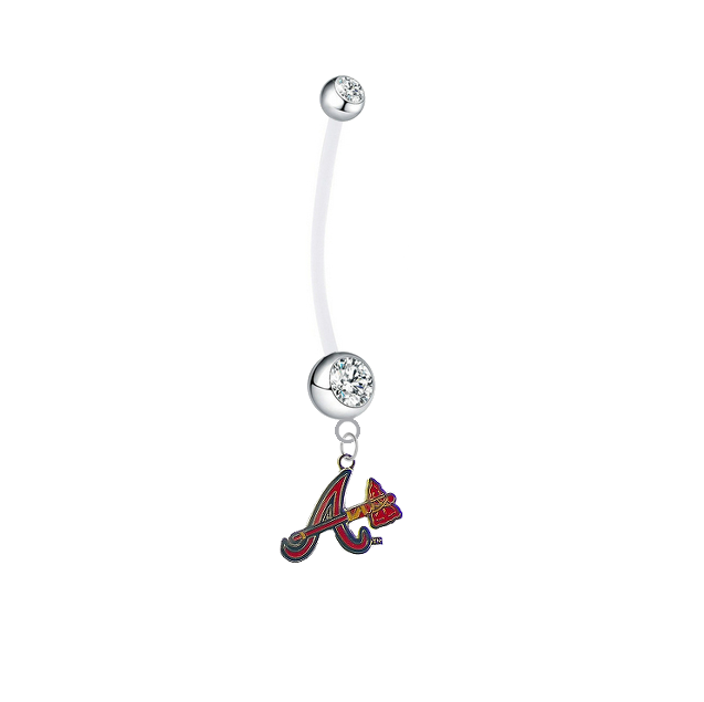 Atlanta Braves Style 3 Pregnancy Maternity Clear Belly Button Navel Ring - Pick Your Color