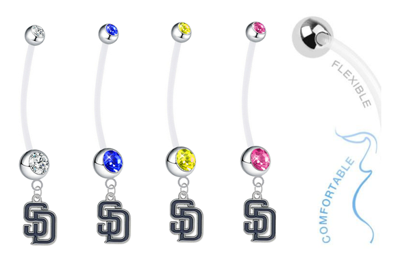 San Diego Padres Pregnancy Maternity Belly Button Navel Ring - Pick Your Color