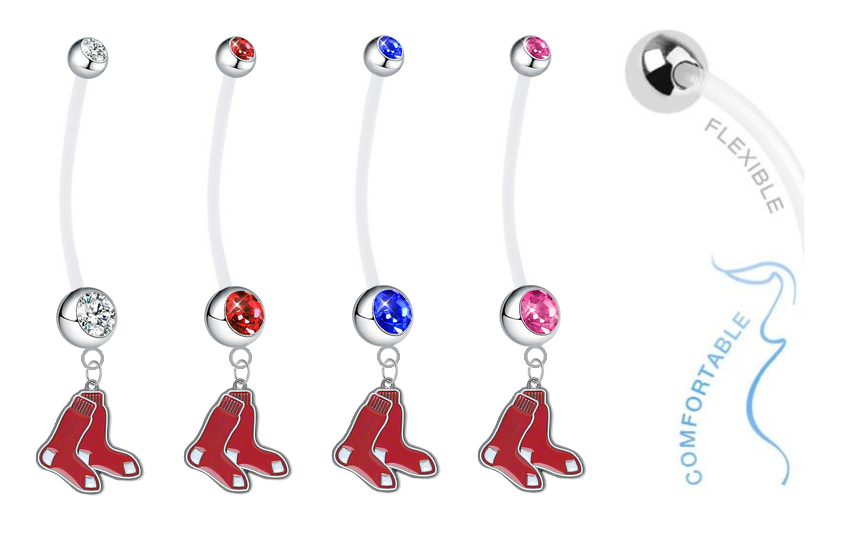 Boston Red Sox Pregnancy Maternity Belly Button Navel Ring - Pick Your Color