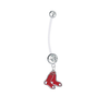 Boston Red Sox Pregnancy Maternity Clear Belly Button Navel Ring - Pick Your Color