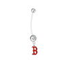 Boston Red Sox B Logo Pregnancy Maternity Clear Belly Button Navel Ring - Pick Your Color