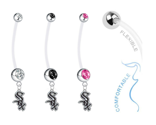 Chicago White Sox Pregnancy Maternity Belly Button Navel Ring - Pick Your Color