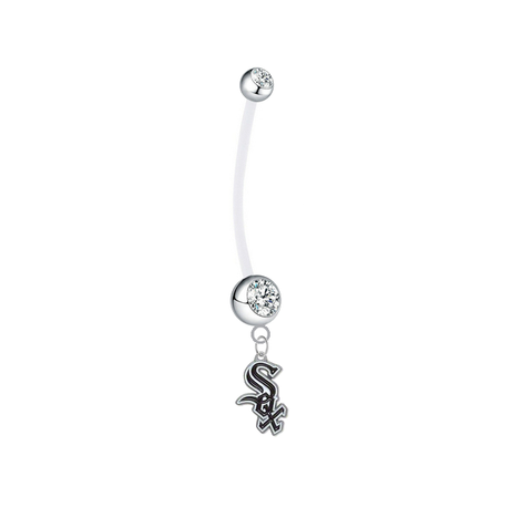 Chicago White Sox Pregnancy Maternity Clear Belly Button Navel Ring - Pick Your Color