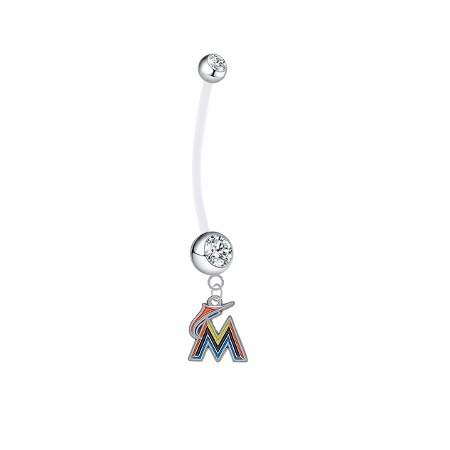 Miami Marlins Pregnancy Maternity Clear Belly Button Navel Ring - Pick Your Color