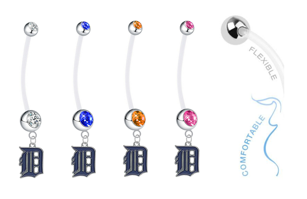 Detroit Tigers Pregnancy Maternity Belly Button Navel Ring - Pick Your Color