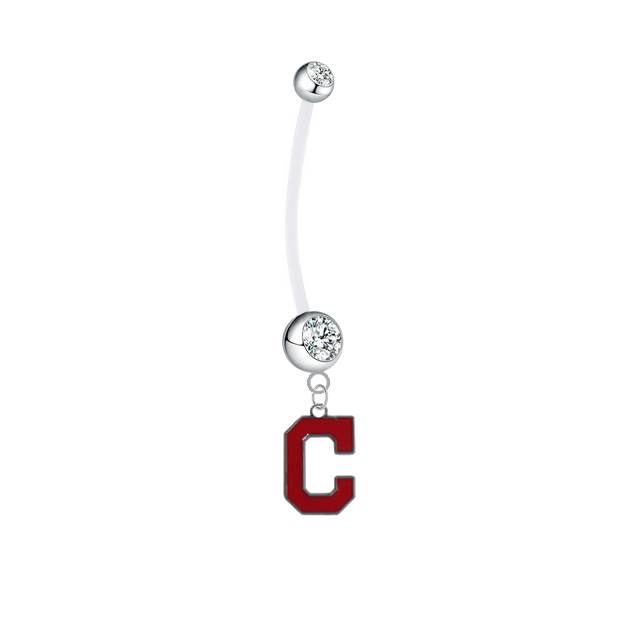 Cleveland Indians C Logo Pregnancy Maternity Clear Belly Button Navel Ring - Pick Your Color