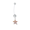 Houston Astros Style 2 Pregnancy Maternity Clear Belly Button Navel Ring - Pick Your Color