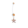 Houston Astros Style 2 Pregnancy Maternity Orange Belly Button Navel Ring - Pick Your Color