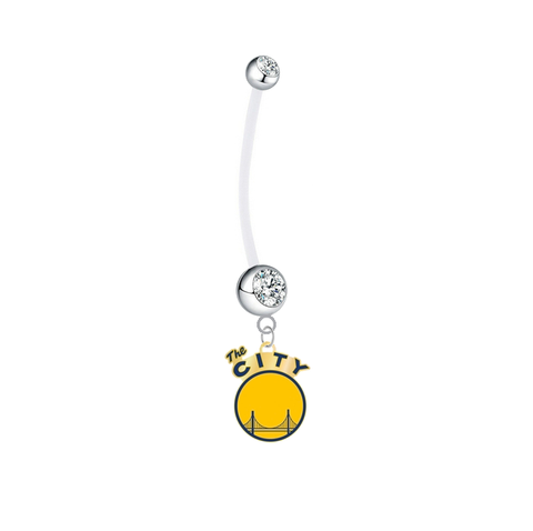 Golden State Warriors Style 2 Pregnancy Clear Maternity Belly Button Navel Ring - Pick Your Color