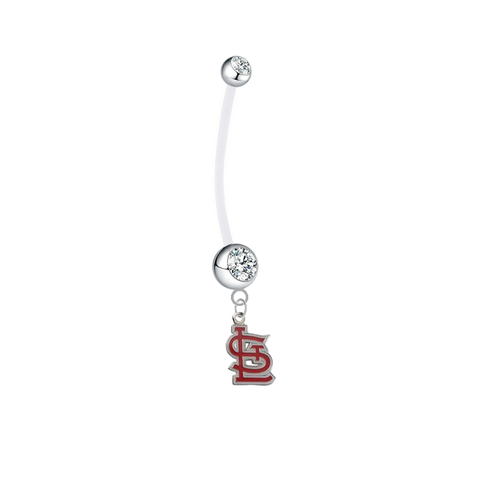 St Louis Cardinals Style 2 Pregnancy Clear Maternity Belly Button Navel Ring - Pick Your Color