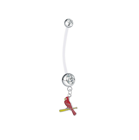 St Louis Cardinals Style 3 Pregnancy Maternity Clear Belly Button Navel Ring - Pick Your Color