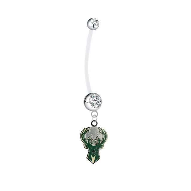 Milwaukee Bucks Pregnancy Clear Maternity Belly Button Navel Ring - Pick Your Color